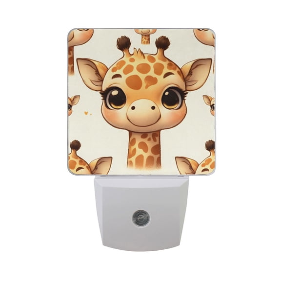 Cute Baby Giraffe Head Night Light 2 Pack LED Nightlight Plug into Wall Dusk to Dawn Sensor Soft White
