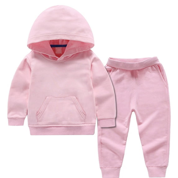 Cute Baby Girl Outfit Toddler Baby Boys Girls Candy Color Solid Color Leggings Casual Kids Sports Pants Hoodies Set New Casual Matching Sets Pinks 8-9T
