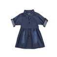 thumbnail image 1 of Cute Baby Girls Kid Toddler Denim Dress Summer Ruffle Sleeve Outfit Short Mini Dress, 1 of 5