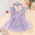 thumbnail image 1 of Cute Baby Girls Lace and Mesh Tutu Romper with Floral Print Summer Outfit and Headband Accessory for Stylish, 1 of 3
