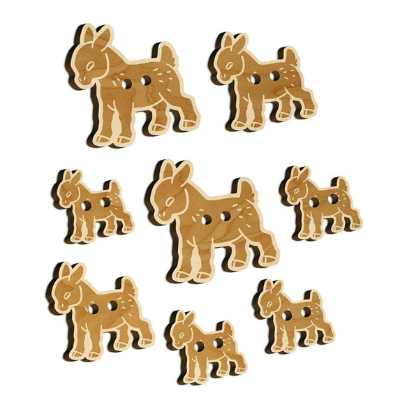 Cute Baby Goat Wood Buttons for Crochet Knitting Sewing DIY Craft - 1.00 Inch Medium (7pcs)