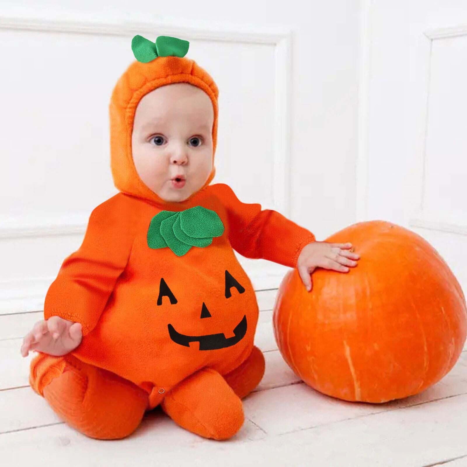 Cute Baby Hallows Pumpkin Costume, Unisex Baby Pumpkin Print Fall