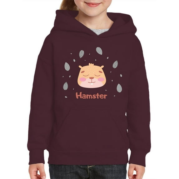 Cute Baby Hamster Face Hoodie Juniors -Image by Shutterstock, Large