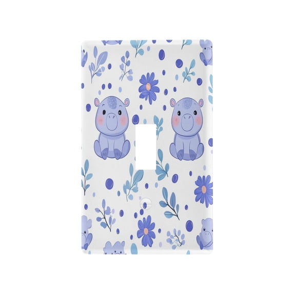 Cute Baby Hippopotamus Light Switch Cover Switch Plate Outlet Cover Plug Cover for Electrical Outlet
