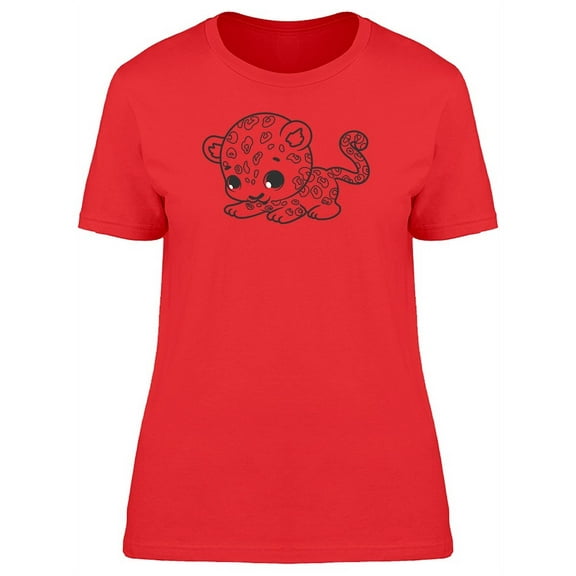 Cute Baby Jaguar Doodle Cartoon T-Shirt Women -Image by Shutterstock, Female Small