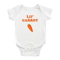 thumbnail image 1 of Cute Baby Jumpsuit Lil' Carrot Vegetable Funny Boy & Gril Infant Clothes (White, 18-24 Months), 1 of 5
