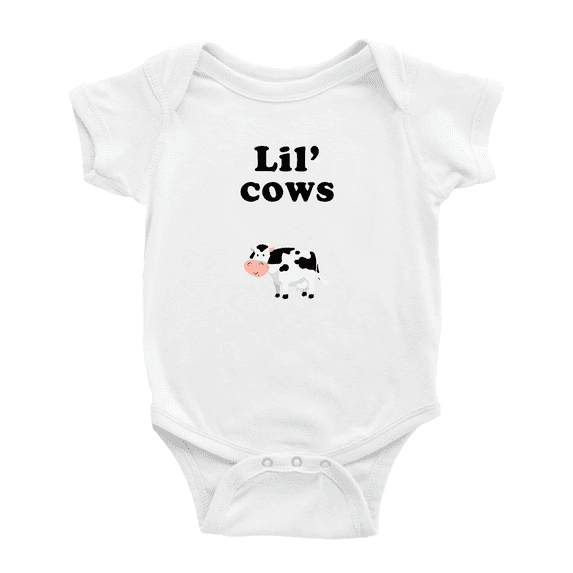 Cute Baby Jumpsuit Lil' Cows Animal Funny Boy & Gril Infant Clothes (White, 18-24 Months)
