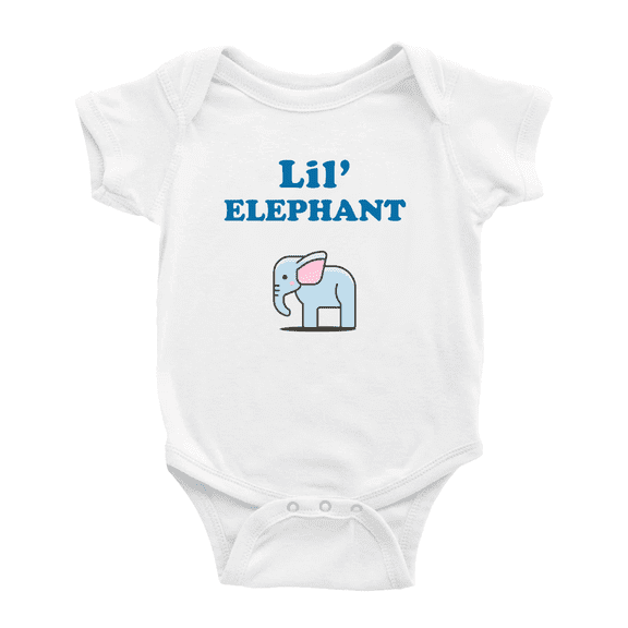 Cute Baby Jumpsuit Lil' Elephant Animal Funny Boy & Gril Baby Clothes (White, 12-18 Months)