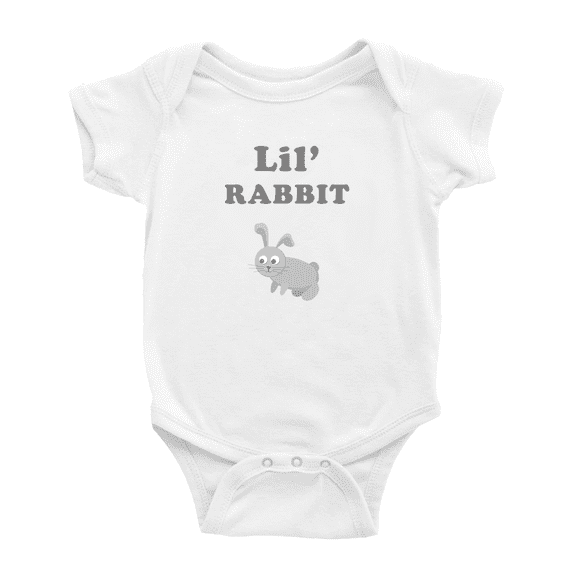 Cute Baby Jumpsuit Lil' Rabbit Animal Funny Boy & Gril Baby Clothes (White, 0-3 Months