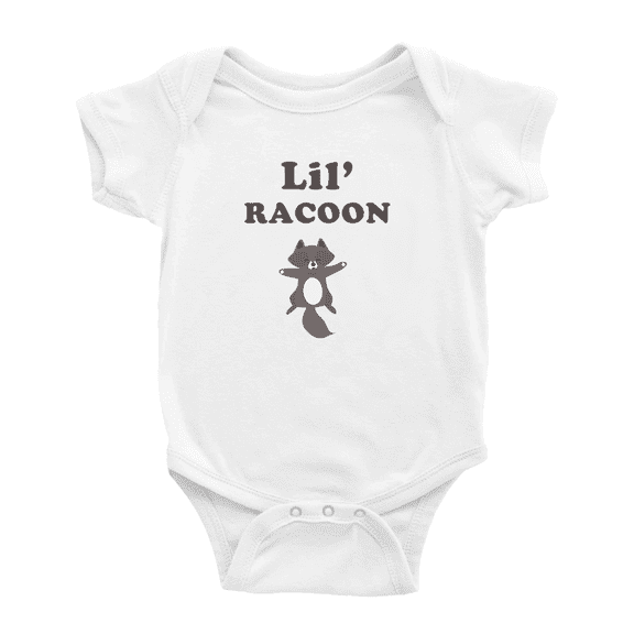 Cute Baby Jumpsuit Lil' Racoon Animal Funny Boy & Gril Romper Bodysuit (White, 3-6 Months)