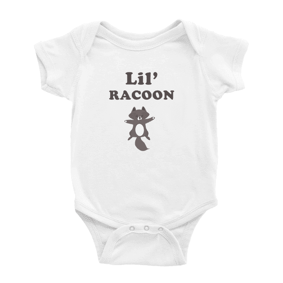 Cute Baby Jumpsuit Lil' Racoon Animal Funny Boy & Gril Romper Bodysuit (White, 3-6 Months)