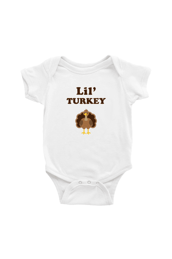 Cute Baby Jumpsuit Lil' Turkey Animal Funny Boy & Gril Newborn Clothes Outfits (White, 6-12 Months)