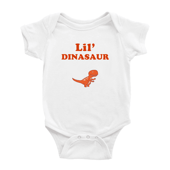 Cute Baby Jumpsuit Lil's Dinasaur Animal Funny Boy & Gril Newborn Clothes Outfits (White, 3-6 Months)