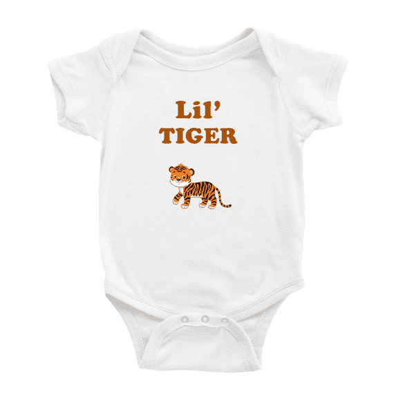 Cute Baby Jumpsuits Lil' Tiger Animal Funny Boy & Gril Newborn Clothes (White, 6-12 Months)