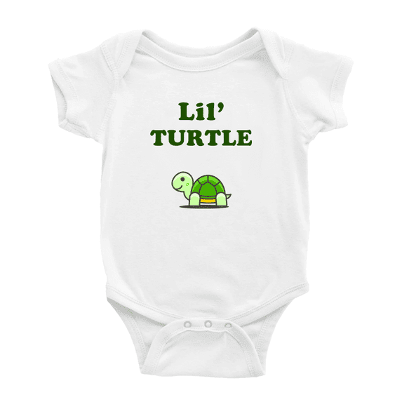 Cute Baby Jumpsuits Lil' Turtle Animal Funny Boy & Gril Newborn Clothes (White, 0-3 Months