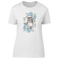 thumbnail image 1 of Cute Baby Kitten & Blue Flowers T-Shirt Women -Image by Shutterstock, Female x-Large, 1 of 4