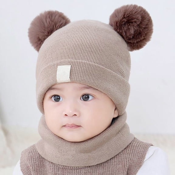 Cute Baby Knitted Hat With Double Heart Embroidery And Double Ball Yarn Hat Comfortable And Friendly Warm And Warm Hat For Babies