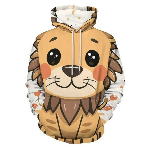 Cute Baby Lion Cub 3D Print Hoodie Men Women Autumn Thin Pullover Sweatshirt Vintage Streetwear Tops