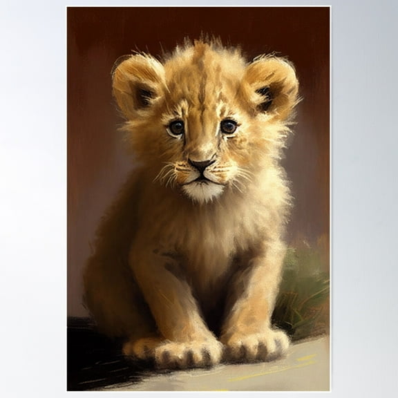 Cute Baby Lion Cub | Baby Nursery Poster Wall Art, Modern Wall Decor For Living Room Bedroom, 8x12 UNFRAMED