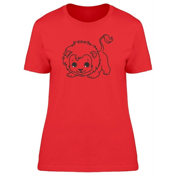 Cute Baby Lion Doodle Cartoon T-Shirt Women -Image by Shutterstock, Female XX-Large