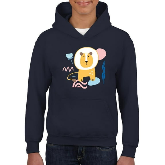 Cute Baby Lion Doodle Hoodie Juniors -Image by Shutterstock,  Large