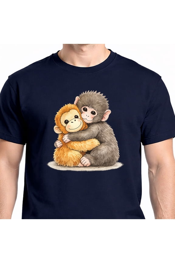 Cute Baby Monkey Named Punch Plush Hugging T-Shirt