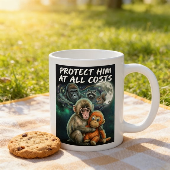 Cute Baby Monkey Novelty Coffee Mug 11oz Ceramic Cup Funny Animal Lover Mug Dishwasher Microwave Safe Monkey Tea Cup Gift for Kids Adults Animal Lovers