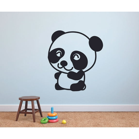 Cute Baby Panda Cute Sweet Zoo Animal Cartoon Character Wall Art Decal Vinyl Sticker Girls Boys Room Bedroom Nursery Kindergarten House Fun Home Decor Wall Art Removable Vinyl Sticker 20x12 inch
