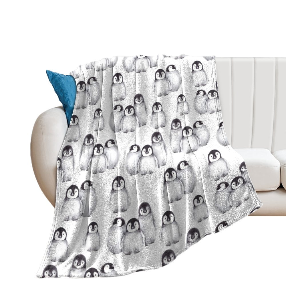 Cute Baby Penguins Blanket Plush Fuzzy Throw Blanket Warm Soft Fall