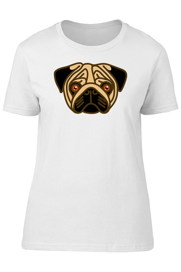 Cute Baby Pug Face Cartoon T-Shirt Women -Image by Shutterstock, Female Medium