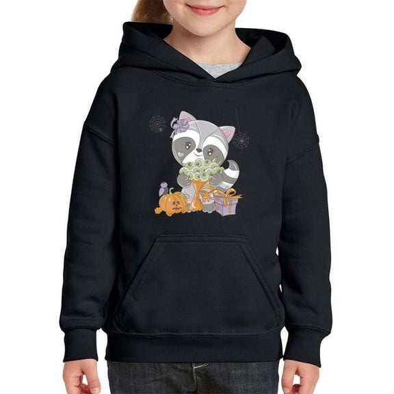 Cute Baby Racoon Halloween Hoodie Juniors -Image by Shutterstock,  Medium