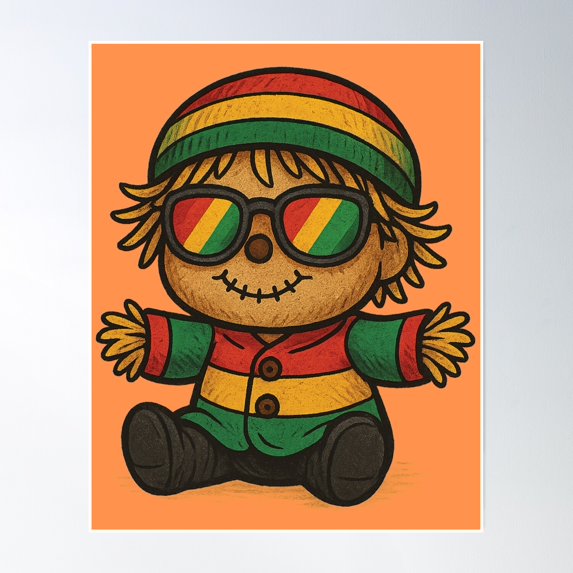 Cute Rastsa Cute Baby Rasta Claus Scarecrow Poster Wall Art, Modern Wall Decor ...