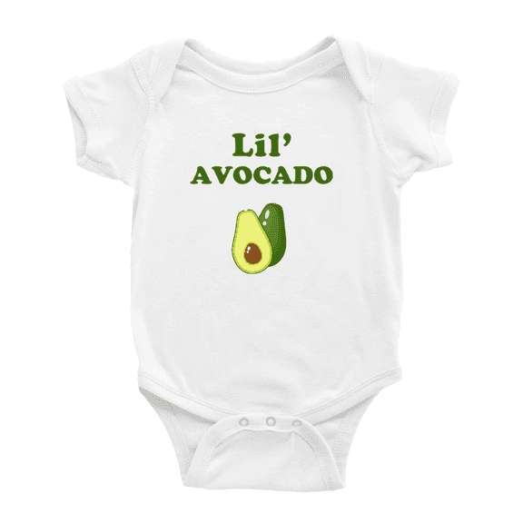 Cute Baby Romper Jumpsuit Lil' Avocado Fruit Funny Boy & Gril Bodysuit (White, 18-24 Months)