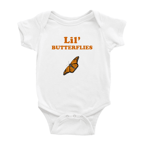 Cute Baby Romper Lil' Butterflies Animal Funny Boy & Gril Jumpsuit (White, 18-24 Months)