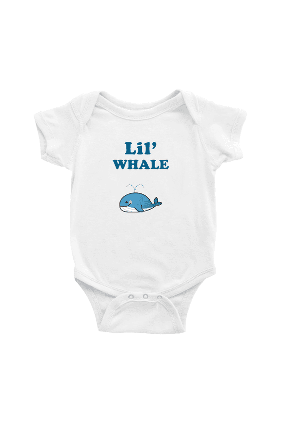 Cute Baby Romper Lil' Whale Animal Funny Boy & Gril Jumpsuit (White, 18-24 Months)