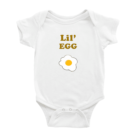 Cute Baby Rompers Lil' Egg Food Funny Boy & Gril Baby Jumpsuit (White, 12-18 Months)