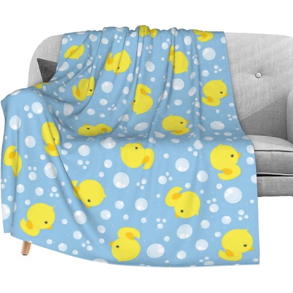Cute Baby Rubber Ducks Fuzzy Flannel Blanket Throw 40"X50", Super Soft Lightweight Blanket Throw for Couch Chair Sofa, Cozy Bed Blanket for Kids Adults