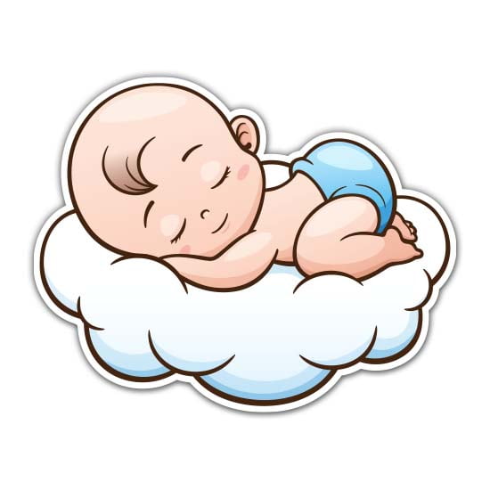Cute Baby Sleeping - 12" Vinyl Sticker Waterproof Decal