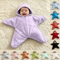 thumbnail image 1 of Cute Baby Starfish Onesie, Soft Fleece Newborn Jumpsuit, Thick Warm Infant Footie Romper and Sleeping Sack (Pink,Size:9M), 1 of 9