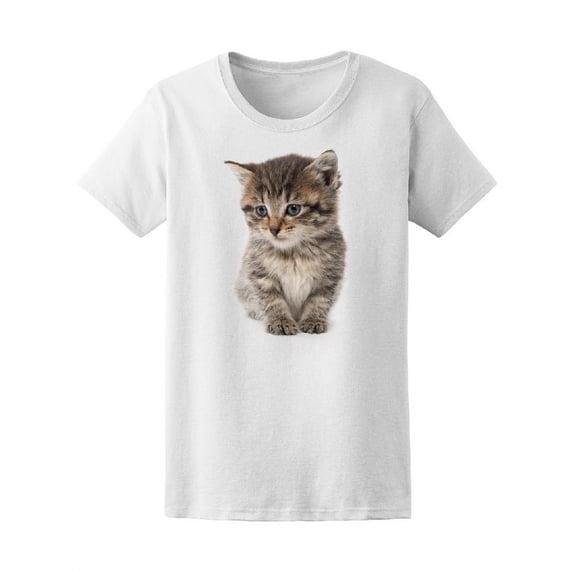Cute Baby Tabby Kitten T-Shirt Women -Image by Shutterstock, Female Small