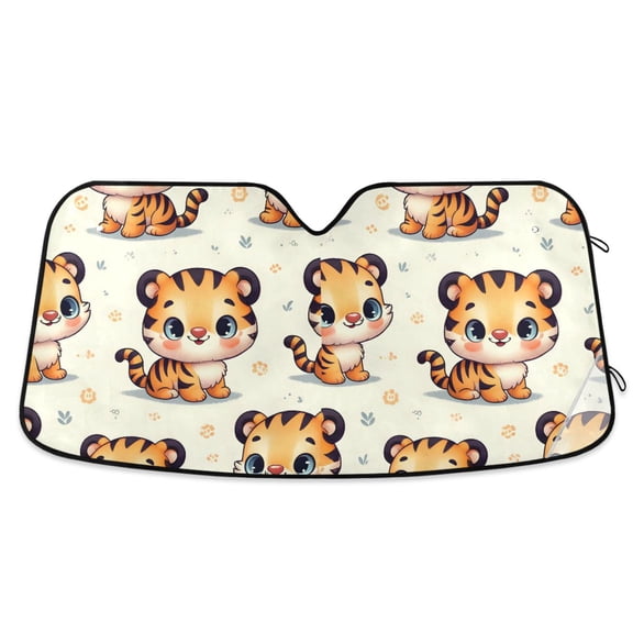 Cute Baby Tiger Car Windshield Sun Shade Foldable Car Front Window Visor Heat and UV Protection 53x23.5