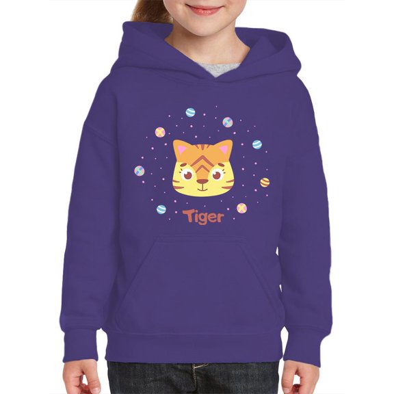 Cute Baby Tiger Face Hoodie Juniors -Image by Shutterstock,  x-Large