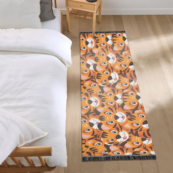 Cute Baby Tigers Runner Area Rug 2x6 Soft Non-Slip Washable Bedside Carpet for Hallway Bedroom Living Room Home Decor