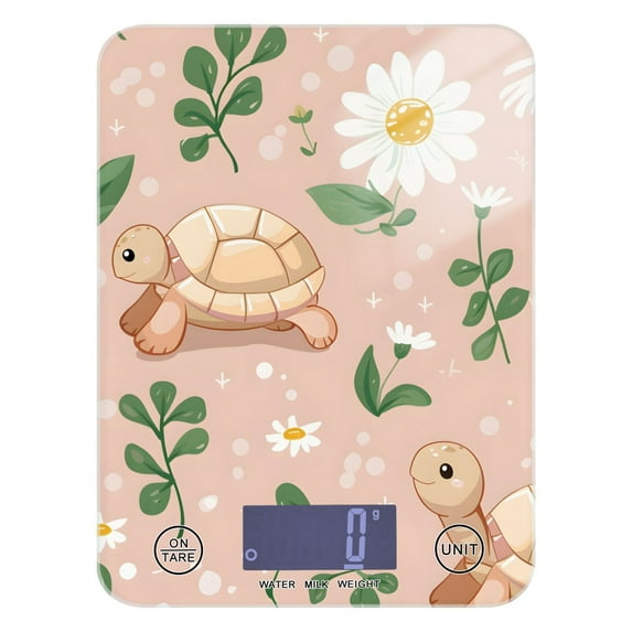 Cute Baby Turtle Food Scale Multifunction Digital Kitchen Scale 11lb Weight Grams Oz Tempered Glass Decor for Baking Cooking Meal Prep