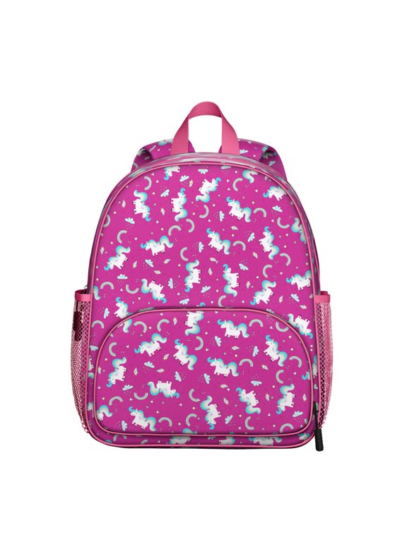 Cute Baby Unicorn Backpack – Magical Rainbow Cloud Theme with Artistic Cartoon Unicorn and Galaxy Moon Design