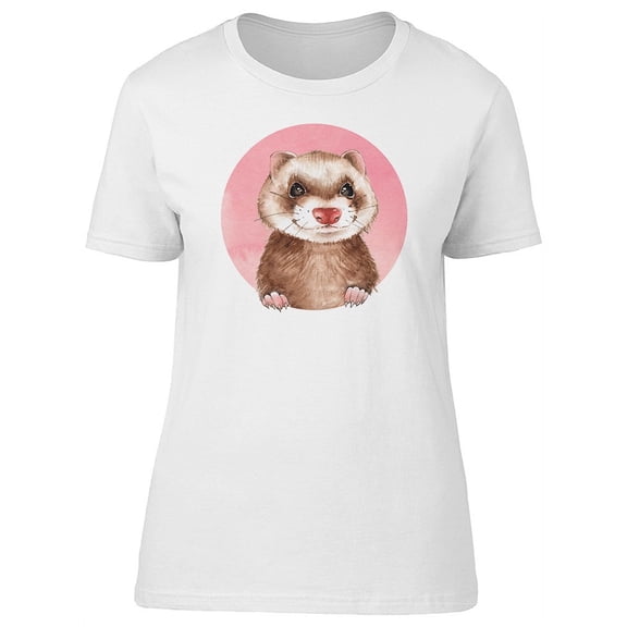 Cute Baby Watercolor Ferret T-Shirt Women -Image by Shutterstock, Female Large