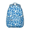 thumbnail image 1 of Cute Baby Whale and Shark Backpack Durable Waterproof Composite Oxford Cloth with Blue Hand Drawn Nautical Creatures, Adjustable Straps, Large Capacity for Outdoor and School Use, 1 of 6