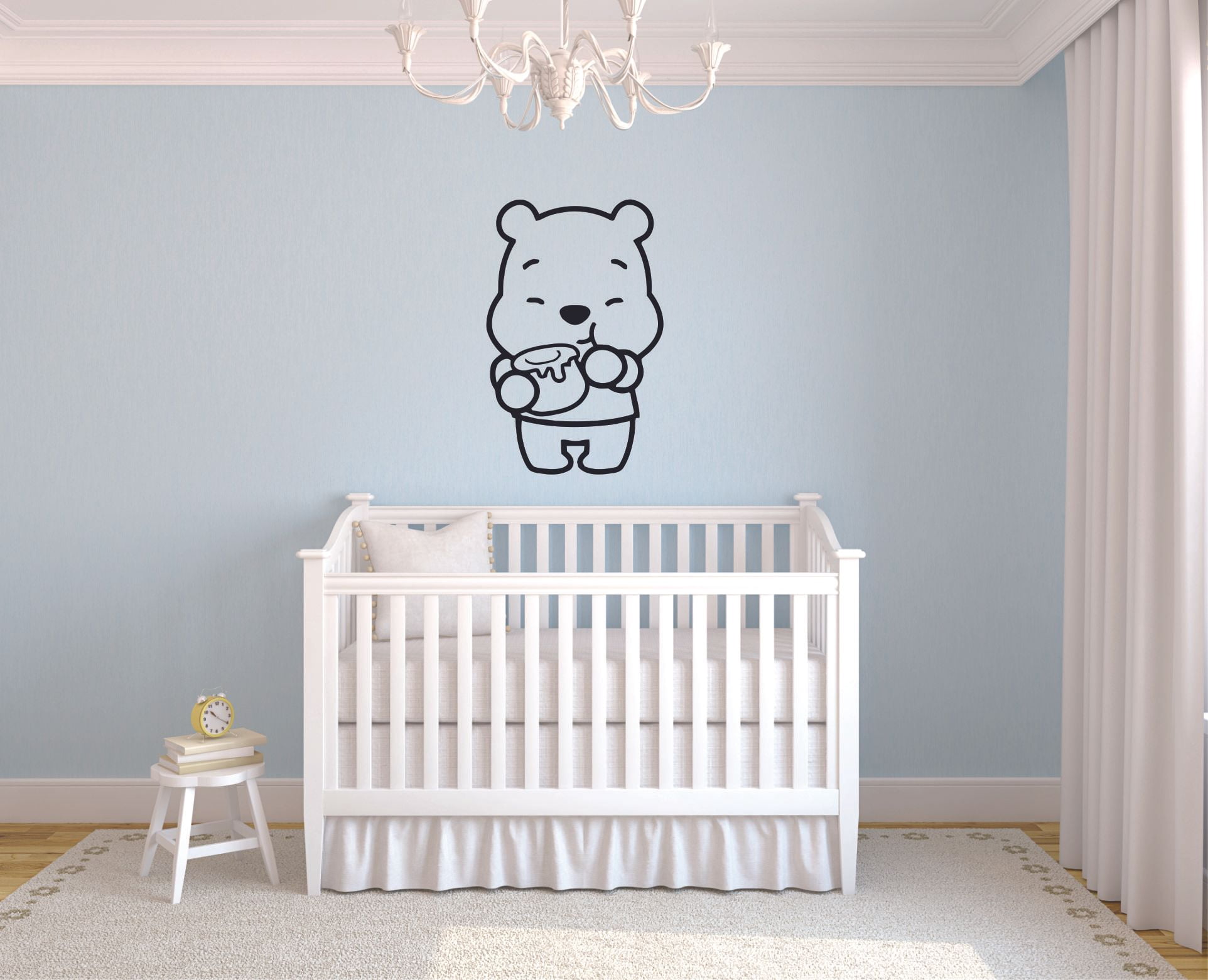 Cute Baby Winnie the Pooh Eating Honey Bear Cartoon Wall Sticker Art Decal for Girls Boys Room Bedroom Nursery Kindergarten House Fun Home Decor Stickers Wall Art Vinyl Decoration Size (30x27 inch)