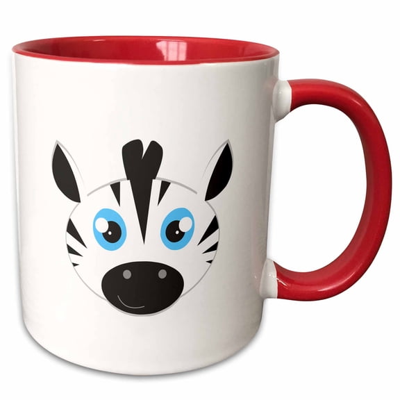 3drose, Cute Baby Zebra Cartoon, 15oz Two-tone Red Mug
