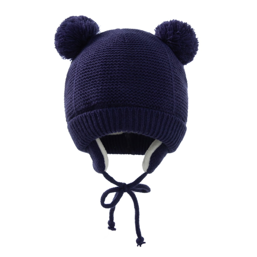 Knit Teddy Lined Winter Hat - Navy Knit Teddy Lined Winter Hat - Navy